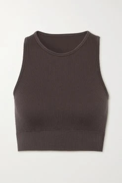 Angebote Skims Store 41 SKIMS Stretch Rib High Neck Bra – Soot – Soft-BH ,Braun