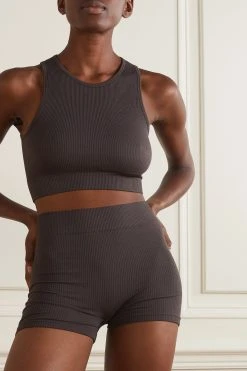 SKIMS Stretch Rib Shorts – Soot – Höschen ,Braun -Skims Verkaufsgeschäft w920 q60 1276