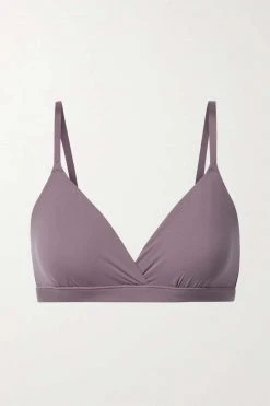 SKIMS Fits Everybody Crossover Bralette – Plum – Soft-BH ,Plaume