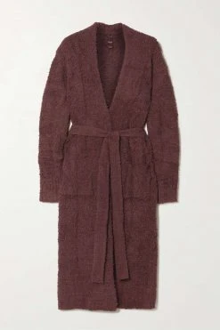 SKIMS Cozy Knit Robe – Garnet – Morgenmantel Aus Bouclé ,Plaume