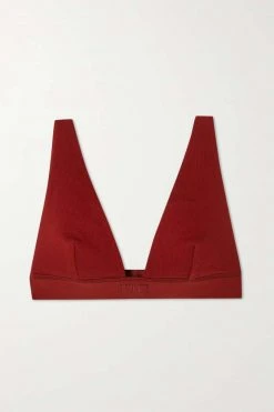 SKIMS Cotton Plunge Bralette – Brick – Bustier Aus Geripptem Jersey Aus Einer Baumwollmischung ,Burgunder