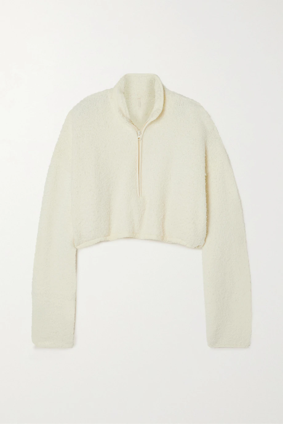 SKIMS Cozy Knit Pullover – Bone – Verkürzter Pullover Aus Bouclé ,Weiß 1 SKIMS Cozy Knit Pullover – Bone – Verkürzter Pullover Aus Bouclé ,Weiß