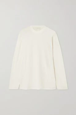 SKIMS Boyfriend Long Sleeve T-Shirt – Marble – Oberteil Aus Jersey Aus Einer Modal-Baumwollmischung Mit Stretch-Anteil ,Wollweiß