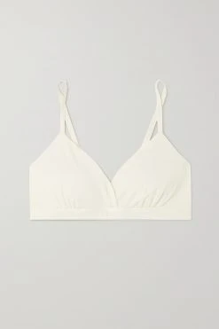 SKIMS Fits Everybody Crossover Bralette – Marble – Soft-BH ,Weiß