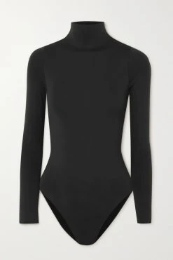 SKIMS Essential Mock Neck Sleeveless Bodysuit – Onyx – Body Mit Stehkragen ,Schwarz