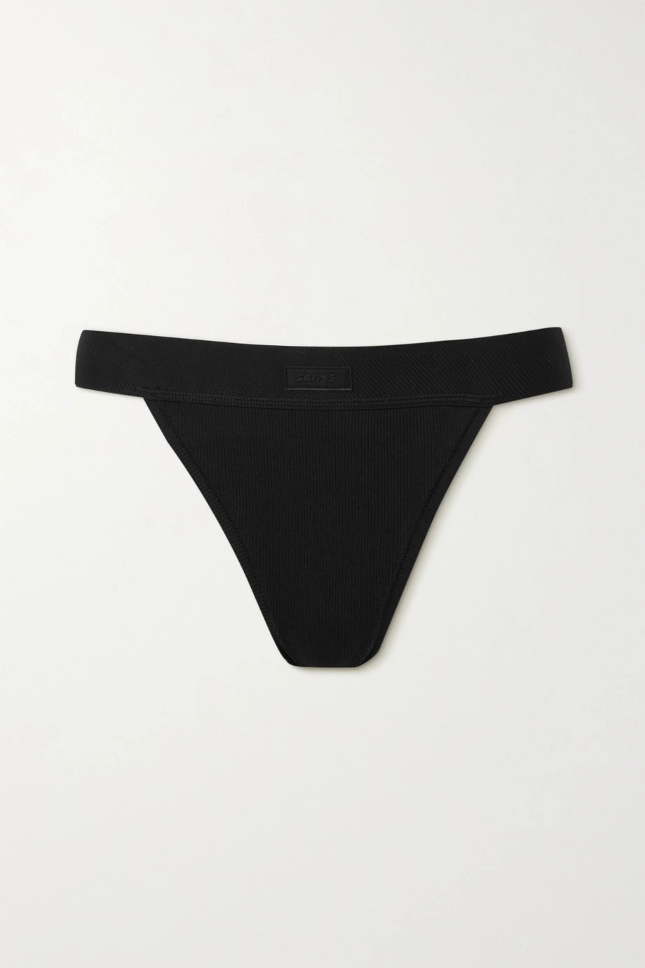 SKIMS Cotton Rib Thong – Soot – String Aus Geripptem Jersey Aus Einer Baumwollmischung ,Schwarz 1 SKIMS Cotton Rib Thong – Soot – String Aus Geripptem Jersey Aus Einer Baumwollmischung ,Schwarz