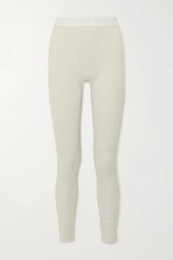 SKIMS Cotton Rib Thermal Legging – Bone – Leggings Aus Gerippter Stretch-Baumwolle ,Creme