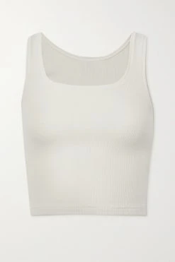 SKIMS Cotton Rib Tank – Bone – Tanktop Aus Geripptem Jersey Aus Einer Baumwollmischung ,Weiß