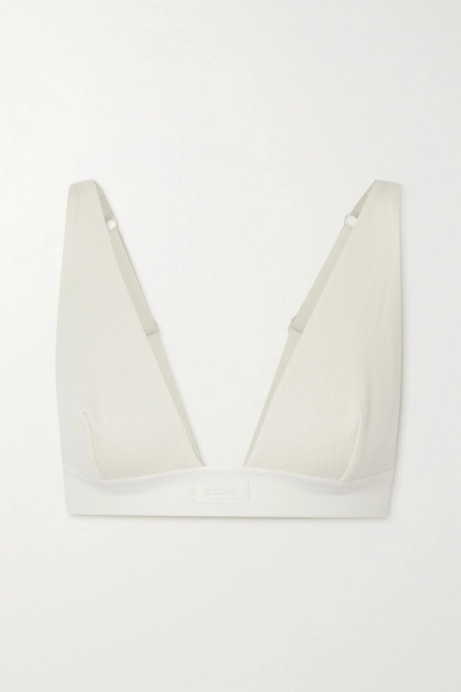 SKIMS Cotton Plunge Bralette – Bone – Bustier Aus Geripptem Jersey Aus Einer Baumwollmischung ,Weiß 1 SKIMS Cotton Plunge Bralette – Bone – Bustier Aus Geripptem Jersey Aus Einer Baumwollmischung ,Weiß