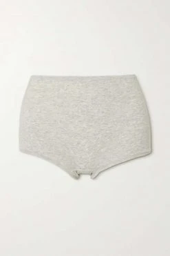 SKIMS Boy Shorts – Light Heather Grey – Shorts Aus Baumwoll-Jersey Mit Stretch-Anteil ,Grau