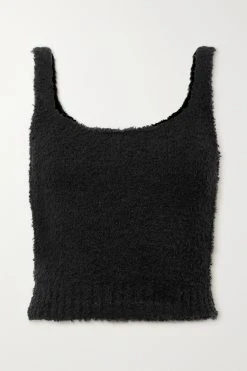 SKIMS Cozy Knit Tank – Onyx – Tanktop Aus Bouclé ,Schwarz